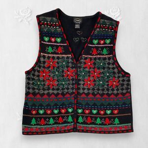 Designers Studio Cotton blend 1990s Vintage Nostalgia Christmas Knit Vest XL
